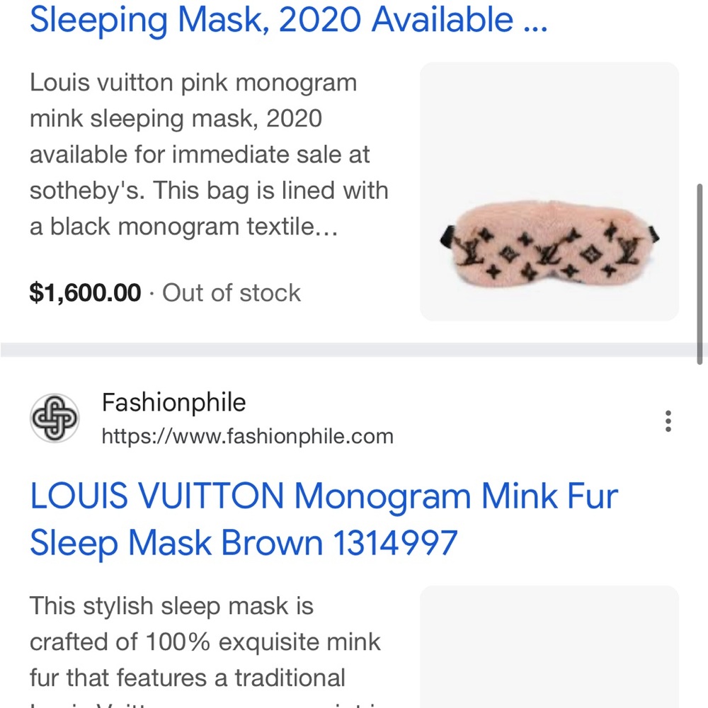 Louis Vuitton mink Fur Eye Mask with Box/dust-bag travel luxury - Picture 7 of 11